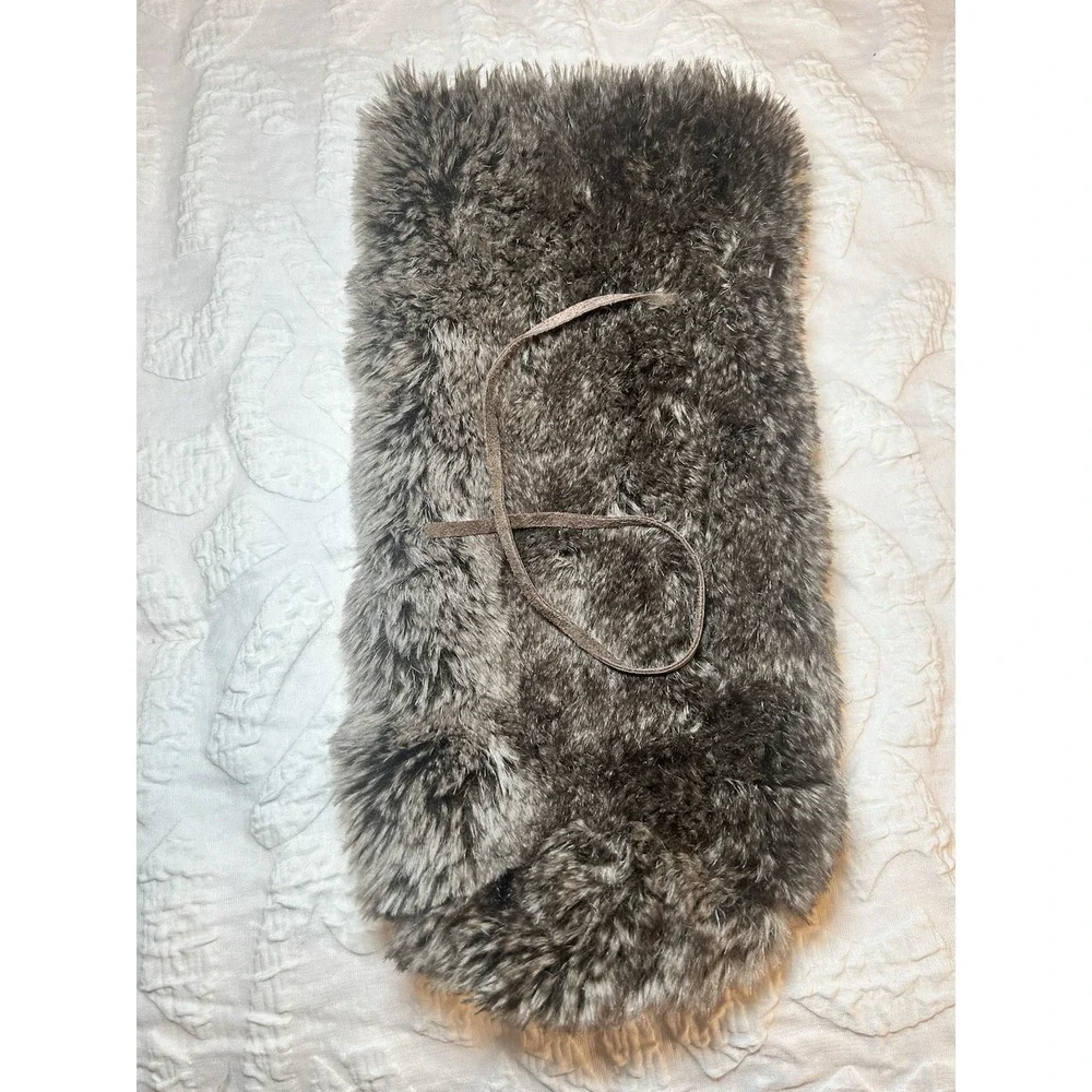 Wine Bottle Bag - Restoration Hardware - Faux Fur Satin Lined Leather‎ Tie